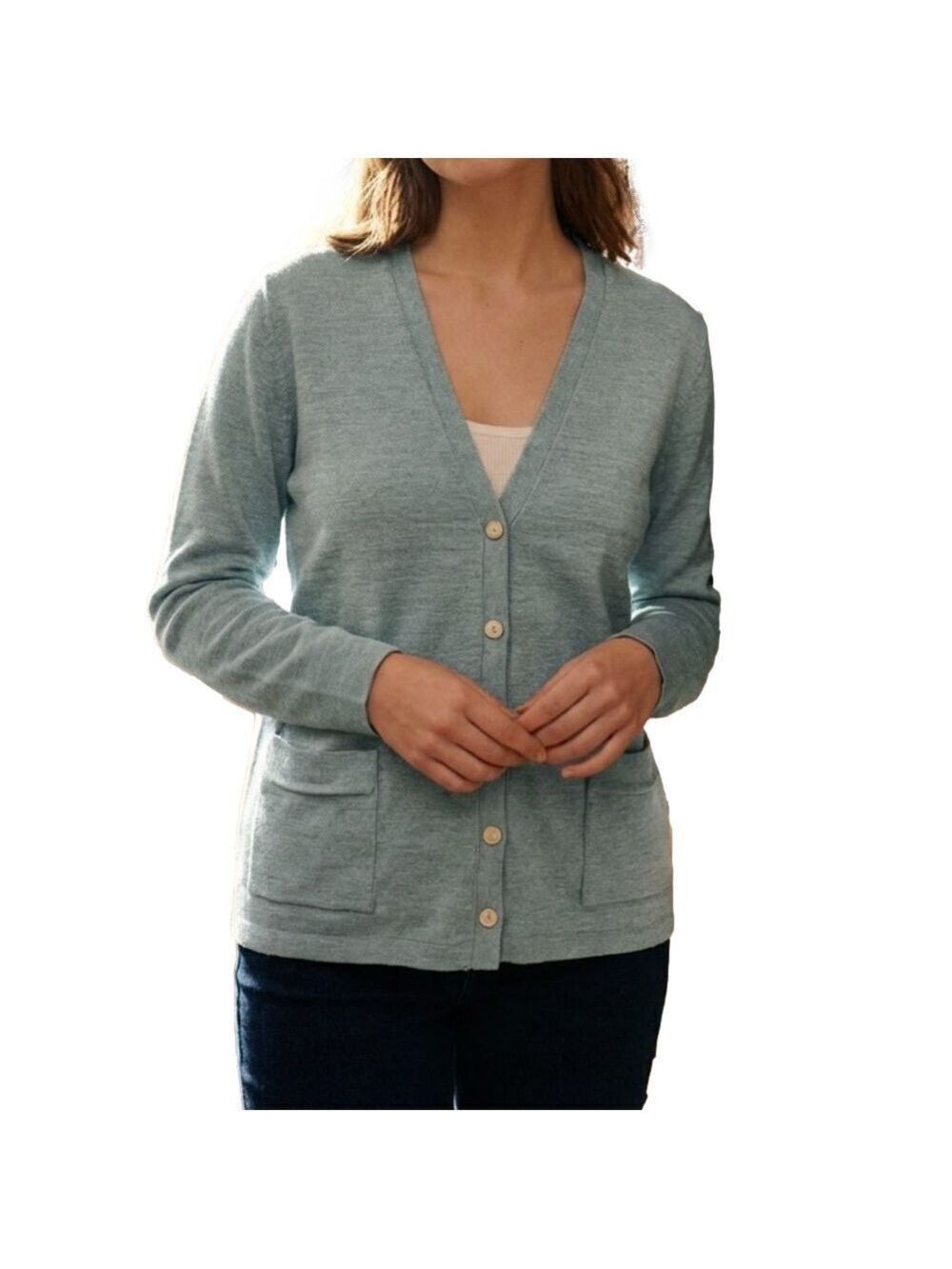 VINTAGE Joan Fagin Blue Cardigan with Pockets Medium
